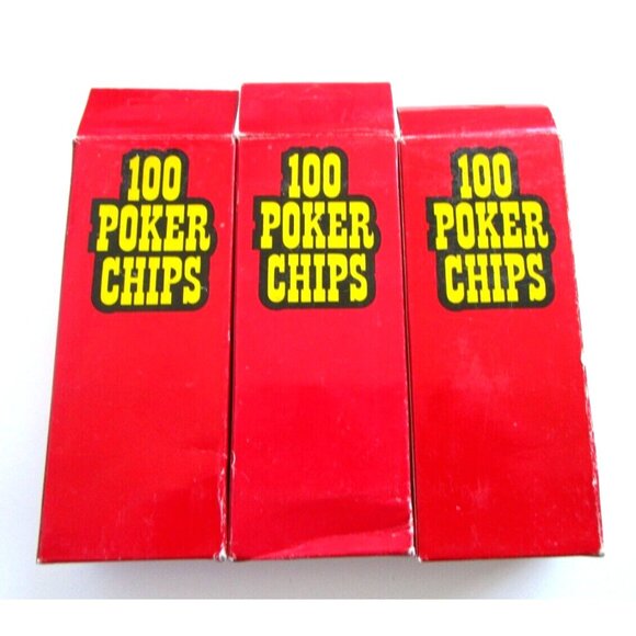 Vintage Poker Chips Blue/Green/White Boxes of 100 - Red Box Not Full Box -Taiwan - Picture 9 of 12